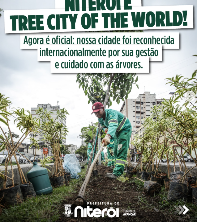 Niterói recebeu pela quinta vez prêmio Cidade Árvore do Mundo