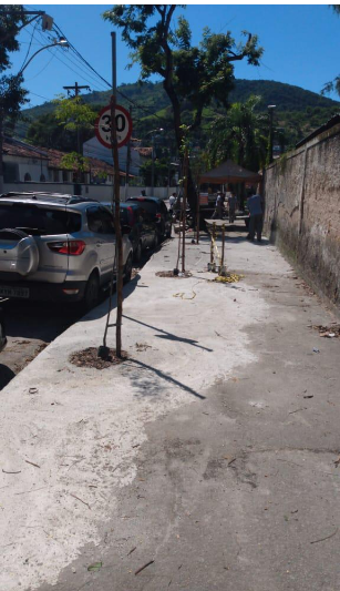 Plantios e reparo de calçada em Jurujuba